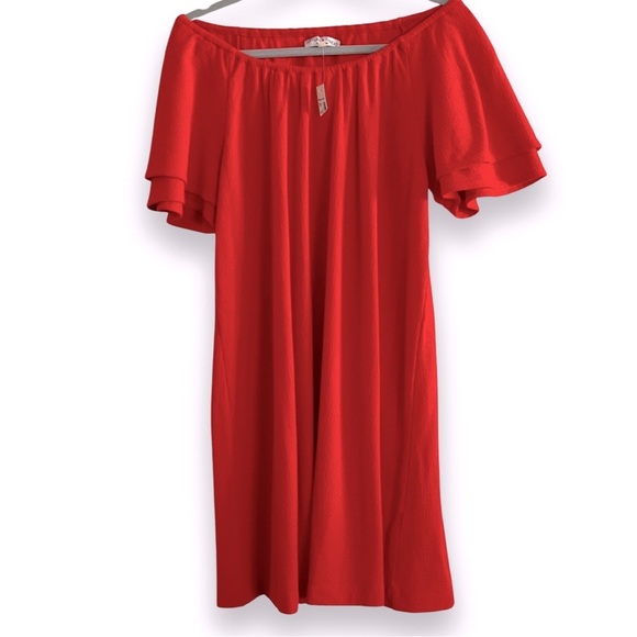 Madewell Texture & Thread Tiered-Sleeve Dress NWT Size Medium Orange - Picture 2 of 7